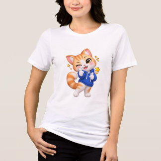 Süße Katze zwinkert Sticker Tri-Blend Shirt