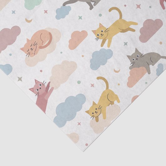 Süße Katzen auf Wolken Seidenpapier (Ausschnitt)