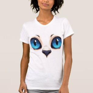 Süße Katzen Augen Nahaufnahme Cartoon Katzen Gesic T-Shirt