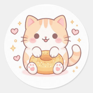 Süße Katzen-Bagel Runder Aufkleber