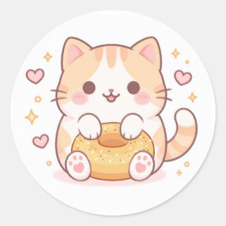 Süße Katzen-Bagel Runder Aufkleber