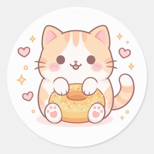 Süße Katzen-Bagel Runder Aufkleber (Vorderseite)