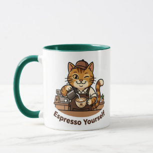 Süße Katzen-Barista-Kaffee-Liebhaberin Kawaii Tasse