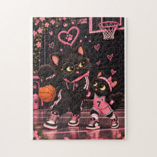Süße Katzen Basketball Puzzle - Rosa Mädchen