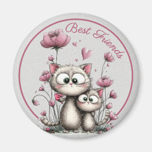 Süße Katzen beste Freunde Magnet