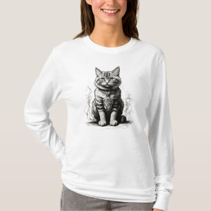 Süße Katzen-Bleistiftskizze T-Shirt