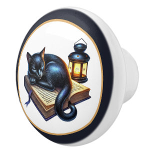 Süße Katzen-Buch-Ecke Bibliothek Leseliebhaber Keramikknauf