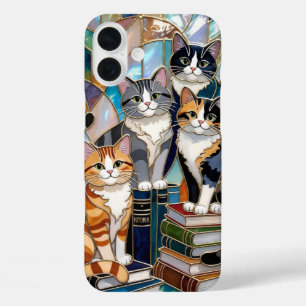 Süße Katzen Bücherregal Handyhülle Katzenliebhaber iPhone 16 Plus Hülle