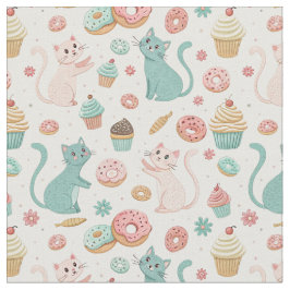 Süße Katzen & Cupcakes Muster - Kawaii Kätzchen Ku Stoff