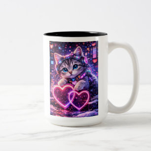 Süße Katzen Cyberpunk Zweifarbige Tasse