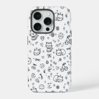 Süße Katzen-Doodle-Handyhülle iPhone 15 Pro Hülle