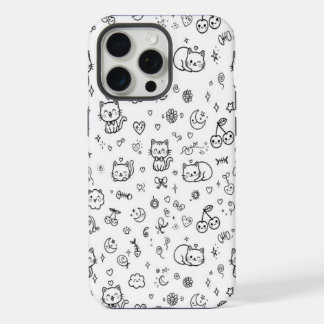Süße Katzen-Doodle-Handyhülle iPhone 15 Pro Max Hülle
