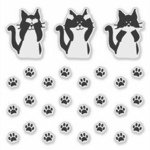 Süße Katzen Drei weise Kätzchen mit Pfotenabdrücke Aufkleber