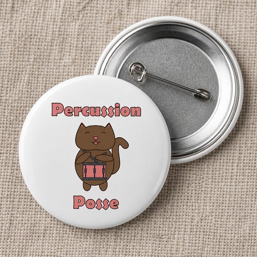 Süße Katzen-Drummerin Percussion Posse Lustiger Ca Button