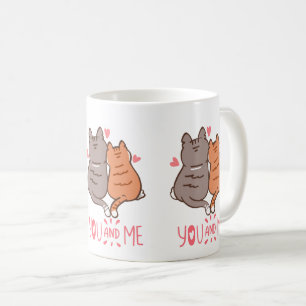Süße Katzen Du und Ich Herz Schwänze Kaffeetasse