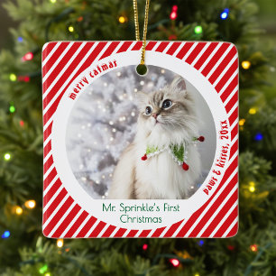 Süße Katzen Erste Weihnachtsfestliche Erinnerung Keramikornament