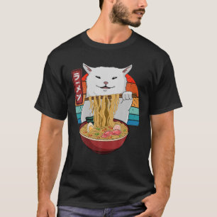 Süße Katzen essen Ramen-Nudeln japanischer Vintage T-Shirt