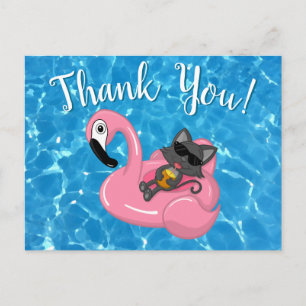 Süße Katzen-Flamingo-Kinder-Geburtstags-Poolparty Postkarte
