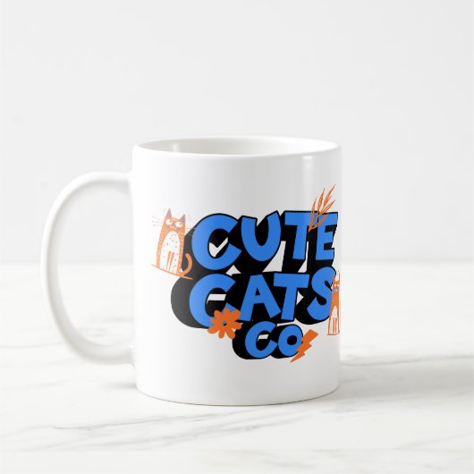 Süße Katzen Fröhliche Kunst Kaffeetasse (Links)