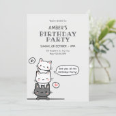 Süße Katzen Geburtstag  Einladung (Stehend Vorderseite)