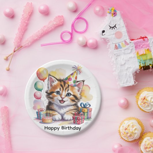Süße Katzen-Geburtstagsfeier Pappteller (Party)