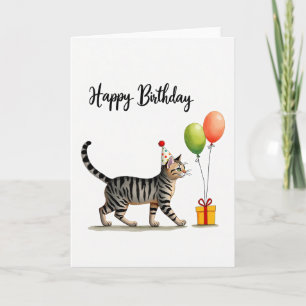 Süße Katzen-Geburtstagshut-Karte Karte