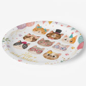 Süße Katzen-Geburtstagspapierteller Pappteller (Schrägansicht)