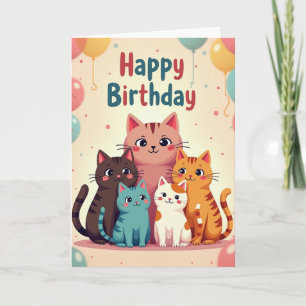 Süße Katzen-Geburtstagsparty-Karte Karte