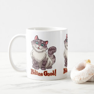 Süße Katzen Geschenk Graue Katze Kätzchen Cartoon Kaffeetasse