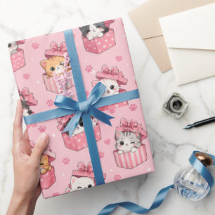 Süße Katzen-Geschenkpapier, Kawaii-Katzen-Geschenk Geschenkpapier
