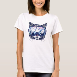 Süße Katzen Gesicht Katze mit Skibrille T-Shirt