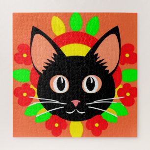 Süße Katzen-Gesicht lebendige Illustration Puzzle