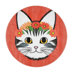 Süße Katzen Gesicht Lebendige Illustration Schneidebrett