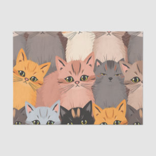 Süße Katzen-Gesichter illustriert Muster Seidenpapier
