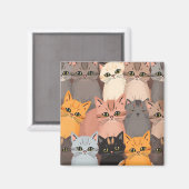Süße Katzen-Gesichter illustriertes Muster Magnet (Vorderseite/Rückseite)
