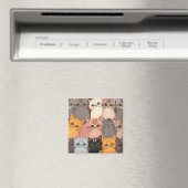 Süße Katzen-Gesichter illustriertes Muster Magnet (In Situ (Geschirrspüler))