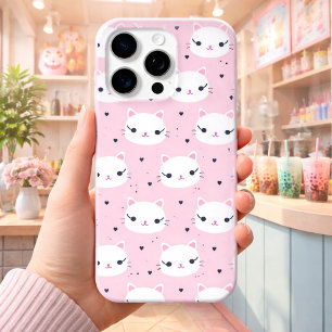 Süße Katzen-Gesichter mit Herzen – Cute Rosa Muste Case-Mate iPhone Hülle