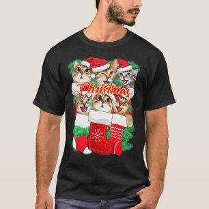 Süße Katzen-Gesichtsausdrücke Weihnachtskatze T-Shirt