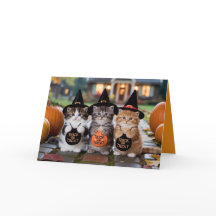 Süße Katzen Halloween-Grußkarte