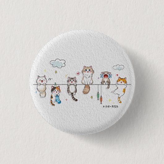 Süße Katzen hängen Knopf  Button (Vorderseite)
