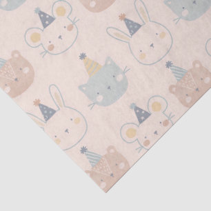 Süße Katzen, Hasen und Bären Gesichter Pastell-Mus Seidenpapier