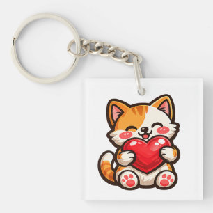 Süße Katzen-Herz-Schlüsselanhänger – Kawaii-Katze Schlüsselanhänger