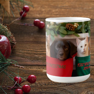 Süße Katzen & Hunde in Weihnachtsstrümpfen Kaffeetasse