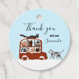 Süße Katzen im Auto Winter Geburtstagsgeschenk für Geschenkanhänger