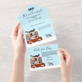 Süße Katzen im Auto Winter Kalt Baby Shower All In One Einladung