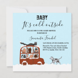 Süße Katzen im Auto Winter Kalt Baby Shower Einladung
