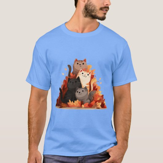 Süße Katzen im Laub Junge T-Shirt (Vorderseite)