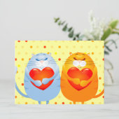 Süße Katzen in Liebe, Einladung (Stehend Vorderseite)