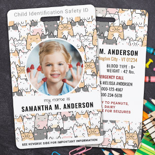Süße Katzen Individuelle Moderne Foto-Kinderidenti Ausweis
