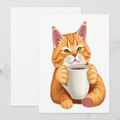 Süße Katzen Kaffee Save-the-Date-Karte Save The Date (Vorne/Hinten)